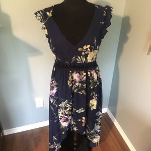 Floral Navy High-Low Dress